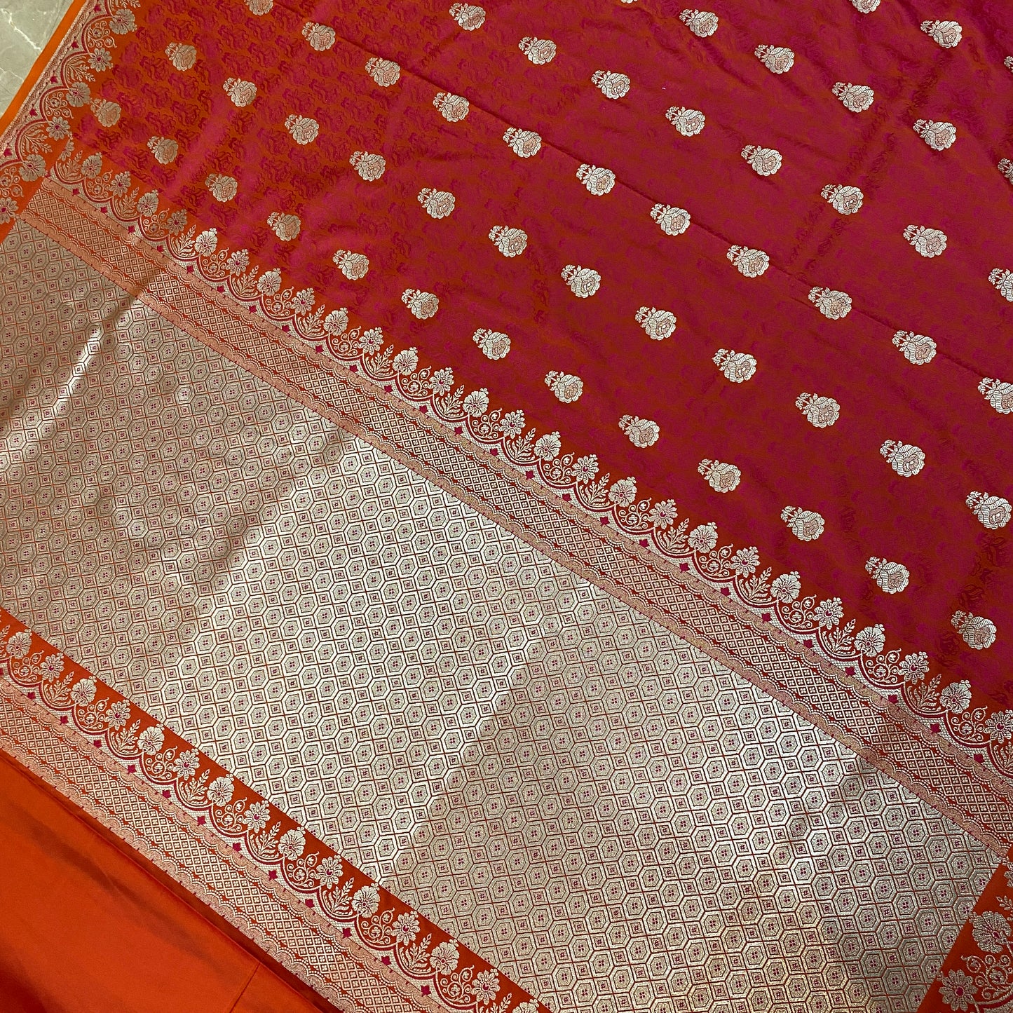 Peach Ember Luxe Couture Pure Silk Banarasi Saree