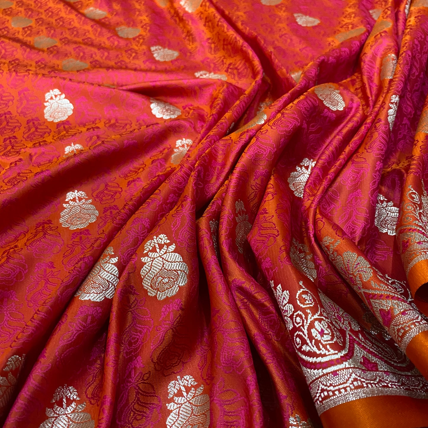 Peach Ember Luxe Couture Pure Silk Banarasi Saree