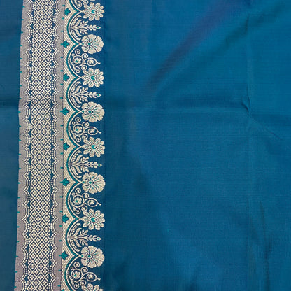 Luxe Teal Blue Pure Silk Handwoven Banarasi Couture Saree