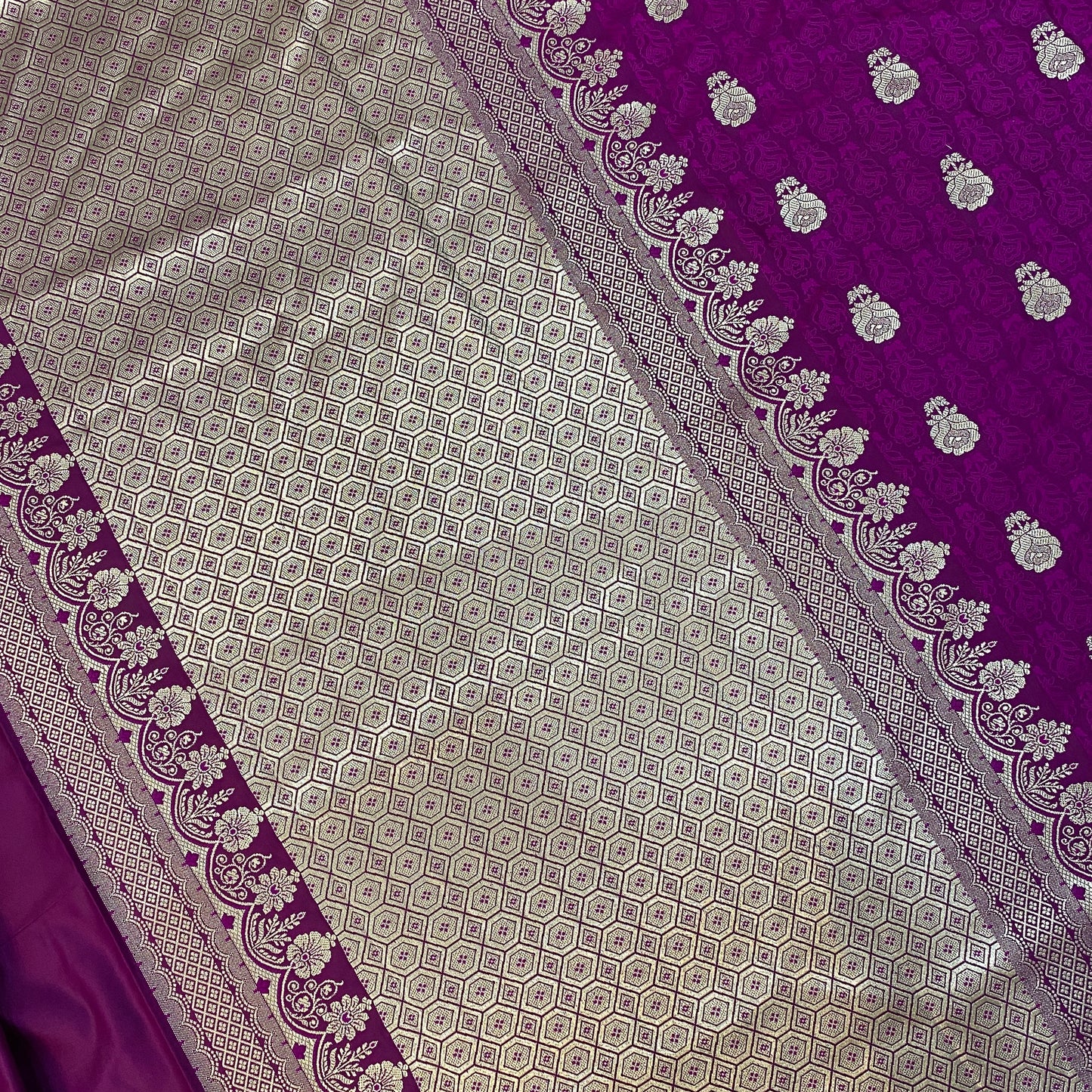 Imperial Violet Luxe Couture Pure Silk Banarasi Saree
