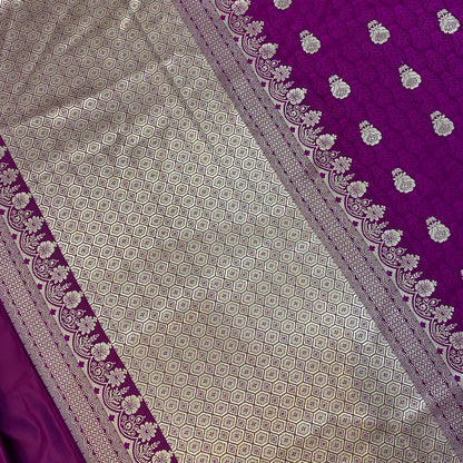 Imperial Violet Luxe Couture Pure Silk Banarasi Saree