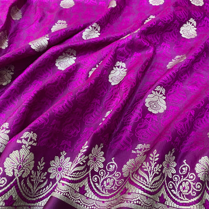 Imperial Violet Luxe Couture Pure Silk Banarasi Saree