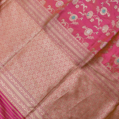 The Rose Gold Luxe: Pink Kadhiyal Minakari Jaal Pure Silk Handloom Banarasi Saree by Shades Of Banaras - banarasi - banarasi saree shop - banarasi saree manufacturers - banarasi saree wholesale - banaraasi sarees - banarasi sari - banarasi saris