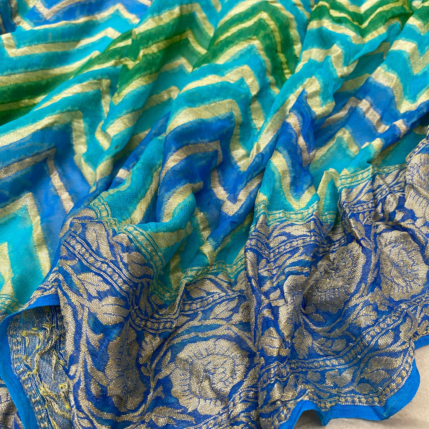 Royal Azure Rangkaat Luxe — Pure Khaddi Georgette Banarasi Saree by Shades Of Banaras - banarasi - banarasi saree shop - banarasi saree manufacturers - banarasi saree wholesale - banaraasi sarees - banarasi sari - banarasi saris