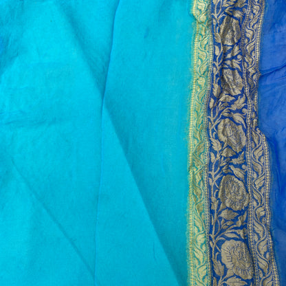 Royal Azure Rangkaat Luxe — Pure Khaddi Georgette Banarasi Saree by Shades Of Banaras - banarasi - banarasi saree shop - banarasi saree manufacturers - banarasi saree wholesale - banaraasi sarees - banarasi sari - banarasi saris