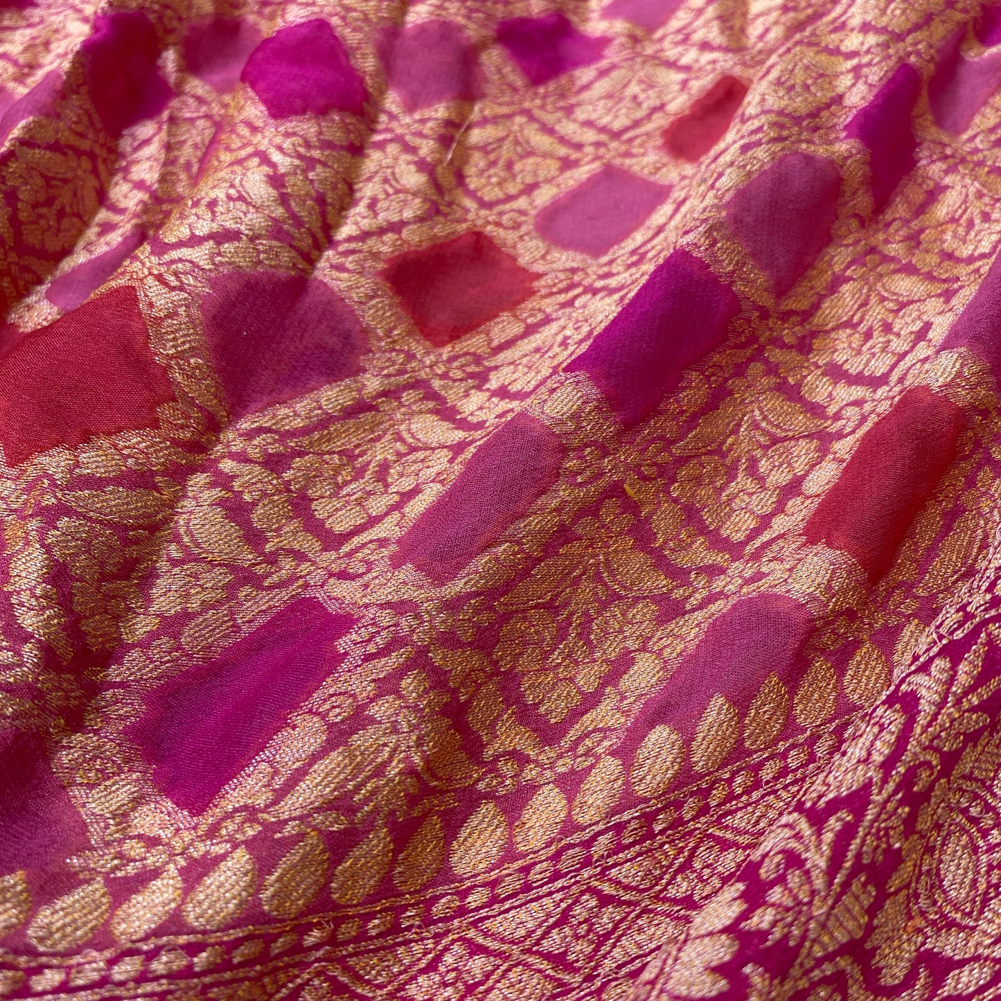 Rose Royale Ghattchola Luxe — Pure Khaddi Georgette Rangkaat Banarasi Saree by Shades Of Banaras - banarasi - banarasi saree shop - banarasi saree manufacturers - banarasi saree wholesale - banaraasi sarees - banarasi sari - banarasi saris