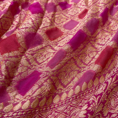 Rose Royale Ghattchola Luxe — Pure Khaddi Georgette Rangkaat Banarasi Saree by Shades Of Banaras - banarasi - banarasi saree shop - banarasi saree manufacturers - banarasi saree wholesale - banaraasi sarees - banarasi sari - banarasi saris