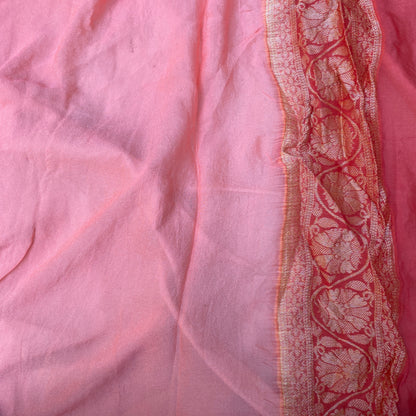 Blush Royale Striped Luxe — Pure Khaddi Georgette Rangkaat Banarasi Saree by Shades Of Banaras - banarasi - banarasi saree shop - banarasi saree manufacturers - banarasi saree wholesale - banaraasi sarees - banarasi sari - banarasi saris