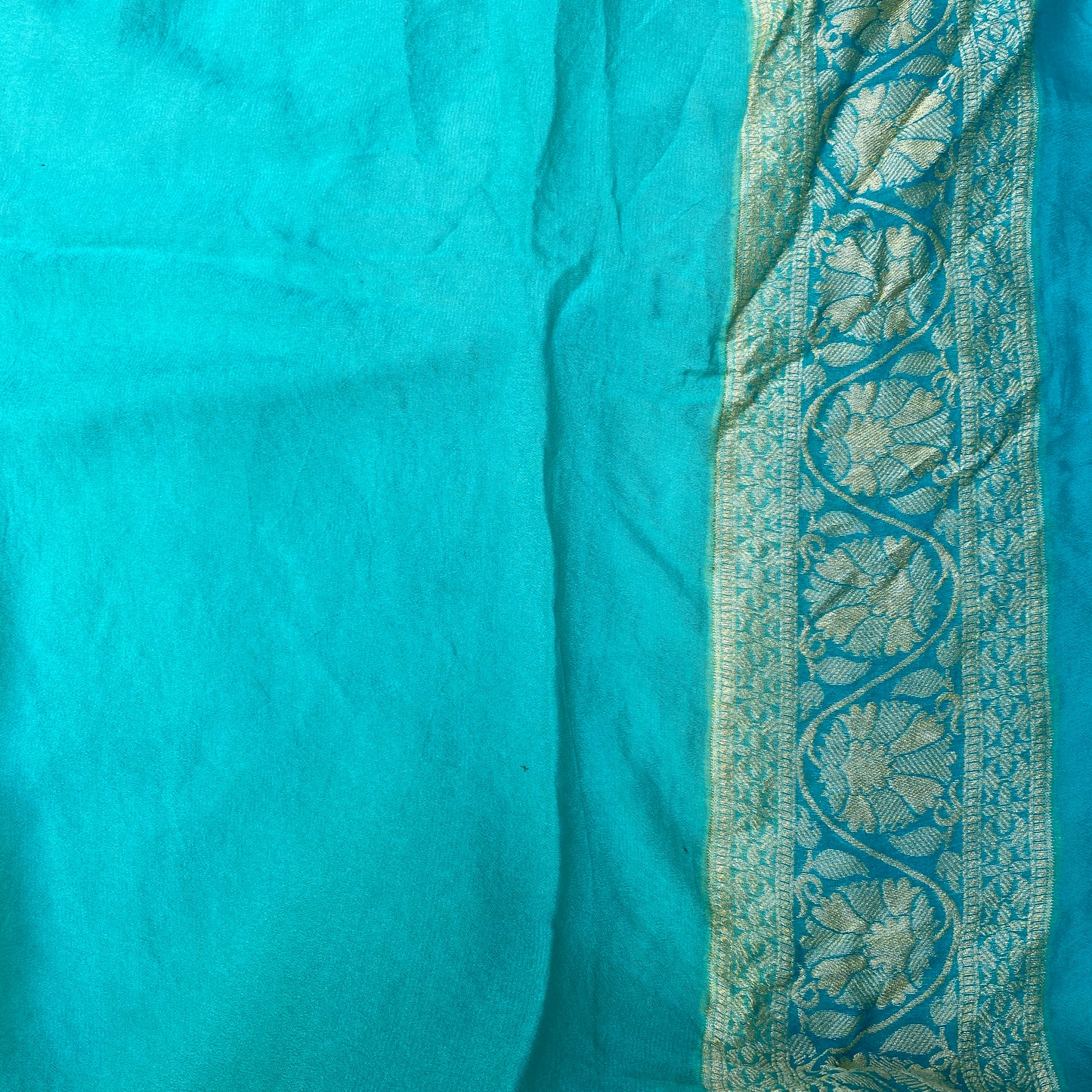 Celestial Blue Striped Luxe — Pure Khaddi Georgette Rangkaat Banarasi Saree by Shades Of Banaras - banarasi - banarasi saree shop - banarasi saree manufacturers - banarasi saree wholesale - banaraasi sarees - banarasi sari - banarasi saris