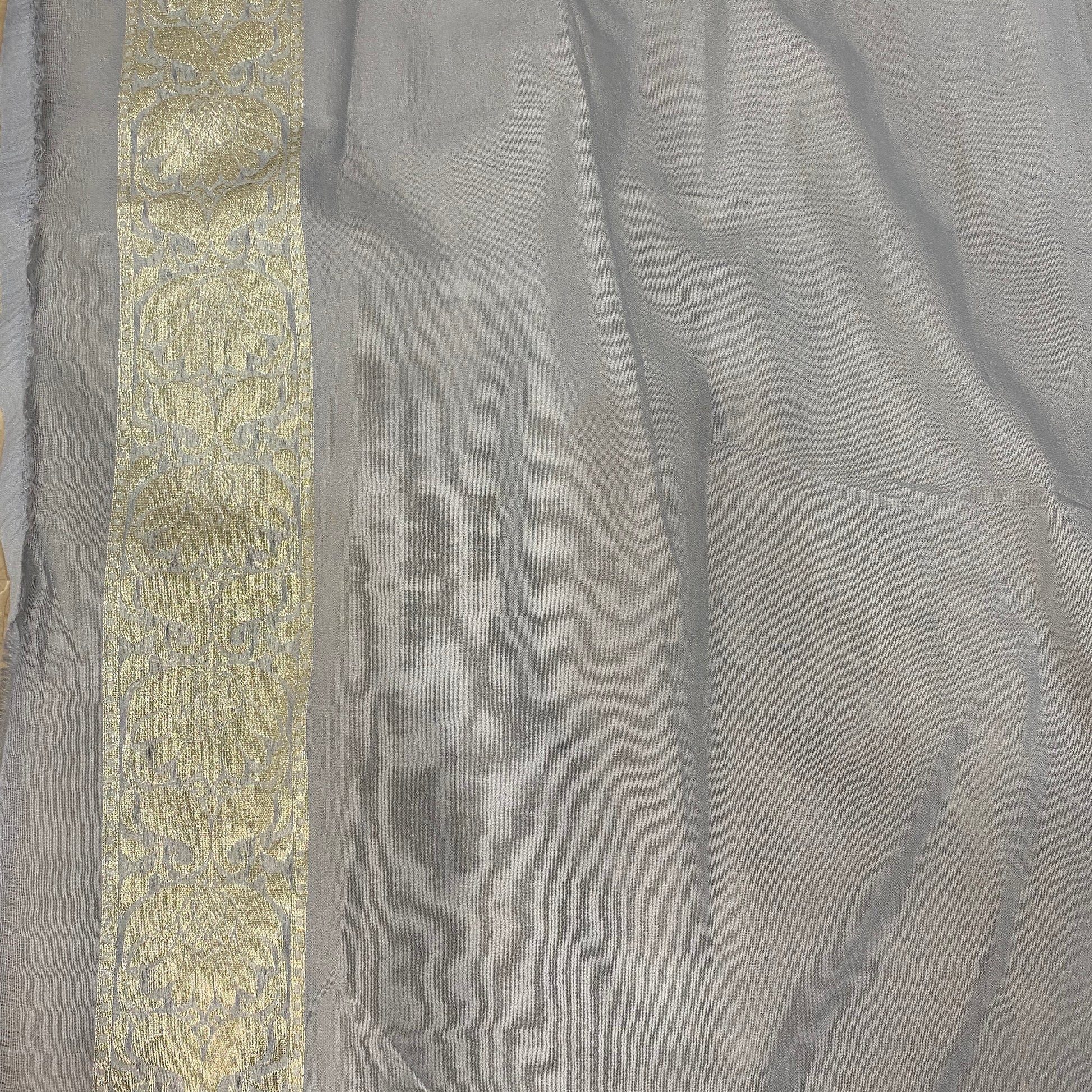 Celestial Silver: The Luxe Grey Summer Silk Couture Sari by Shades Of Banaras - banarasi - banarasi saree shop - banarasi saree manufacturers - banarasi saree wholesale - banaraasi sarees - banarasi sari - banarasi saris - silk saree - silk sari - wedding saree - wedding sari - designer sari - wedding collection - gifting