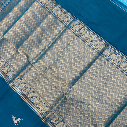 The Blue Royale: Pure Silk Kadwa Shikaargaah Banarasi Saree by Shades Of Banaras - banarasi - banarasi saree shop - banarasi saree manufacturers - banarasi saree wholesale - banaraasi sarees - banarasi sari - banarasi saris - silk saree - silk sari - wedding saree - wedding sari - designer sari - wedding collection - gifting