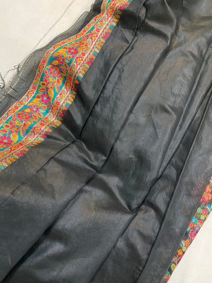 Exquisite Handloom Banarasi Saree in Black Pure Organza Silk by Shades Of Benares - banarasi - banarasi saree shop