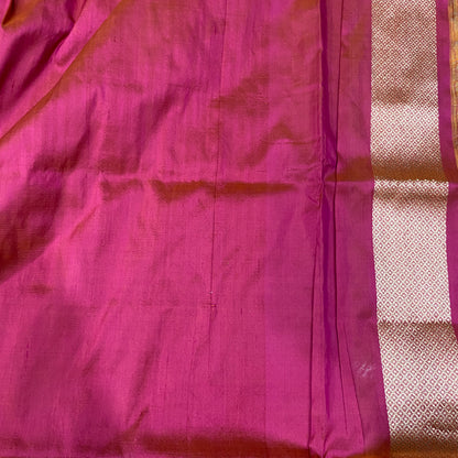 Luxe Rose-Gold Radiance: Handwoven Pure Silk Banarasi Saree by Shades Of Banaras - banarasi - banarasi saree shop - banarasi saree manufacturers - banarasi saree wholesale - banaraasi sarees - banarasi sari - banarasi saris - silk saree - silk sari - wedding saree - wedding sari - designer sari - wedding collection - gifting