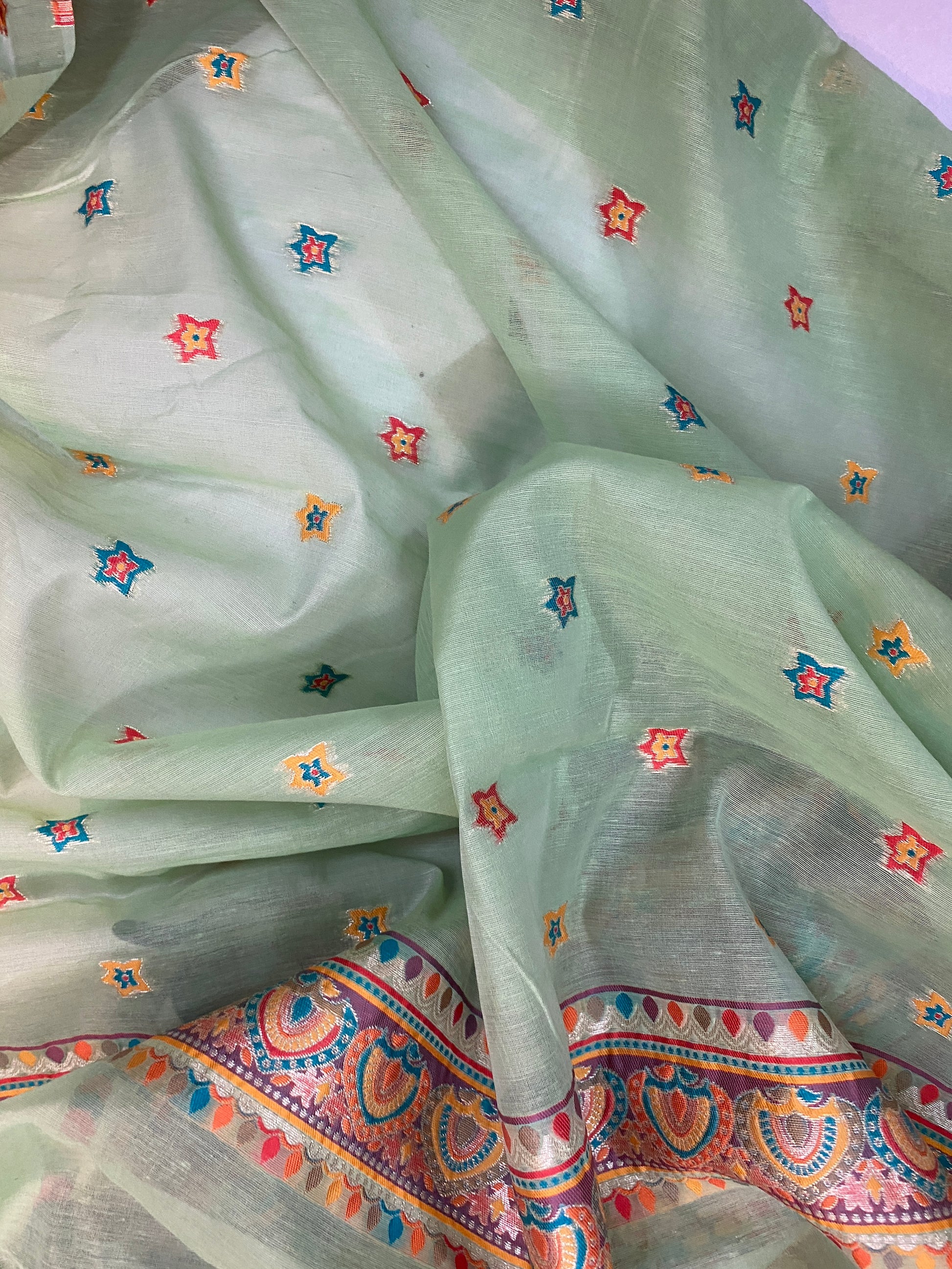 Graceful Handloom Banarasi Saree in Pastel Green Pure Organza Silk by Shades Of Benares - banarasi - banarasi saree shop