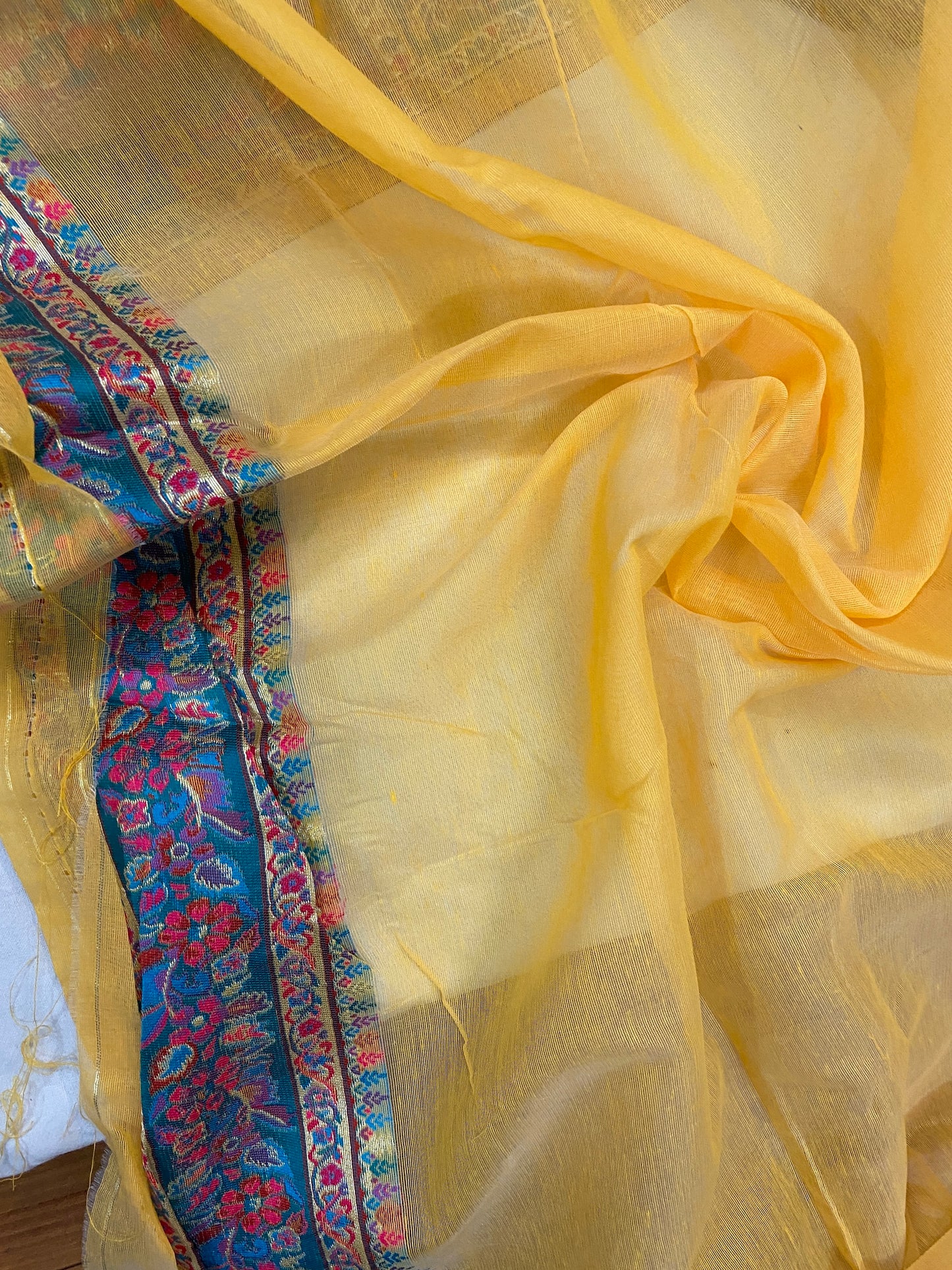 Radiant Handloom Banarasi Saree in Yellow Pure Organza Silk by Shades Of Benares - banarasi - banarasi saree shop