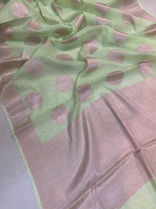 Elegant Handloom Banarasi Saree in Light Green by Shades Of Benares - banarasi - banarasi saree shop