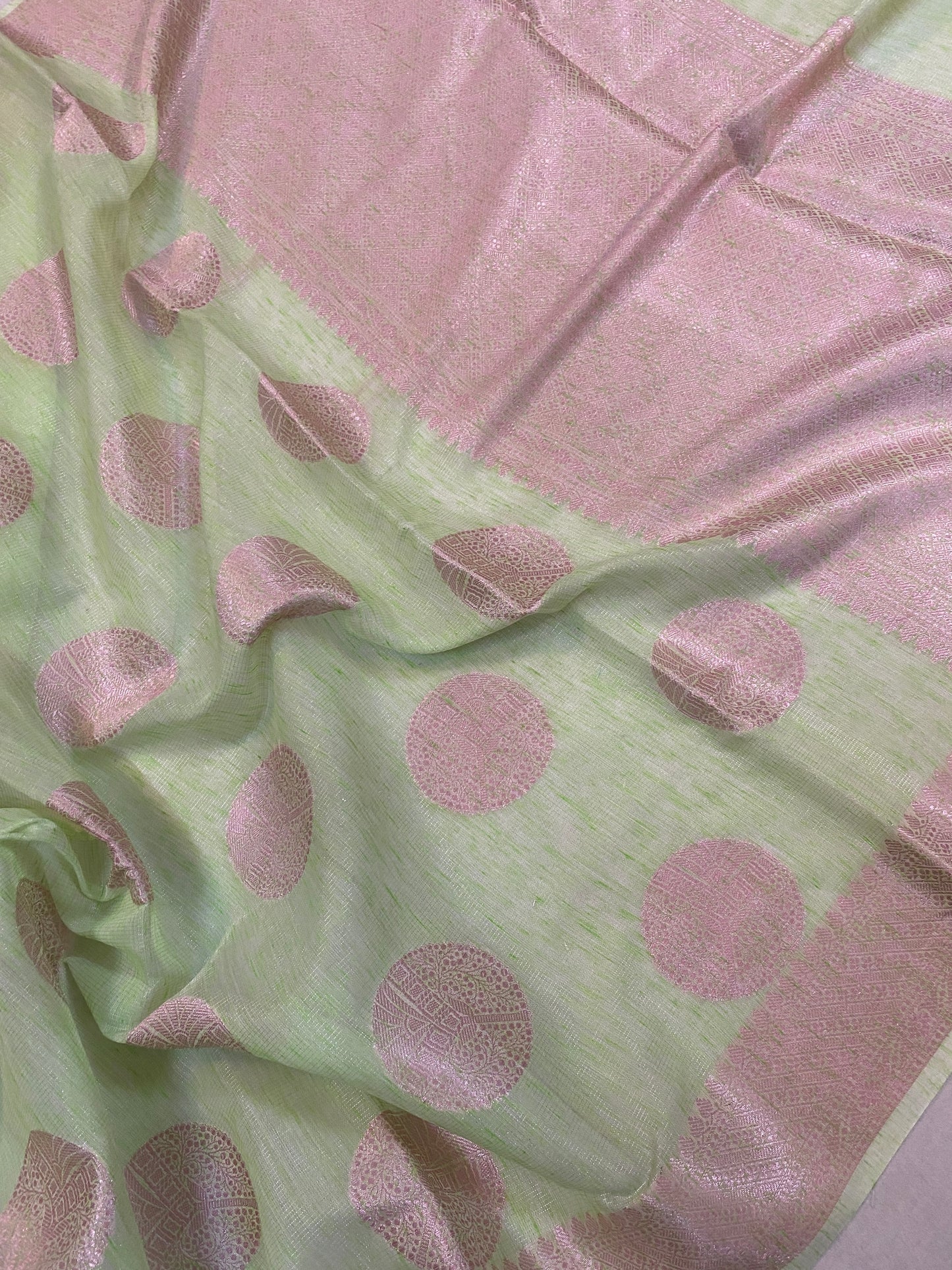 Elegant Handloom Banarasi Saree in Light Green by Shades Of Benares - banarasi - banarasi saree shop