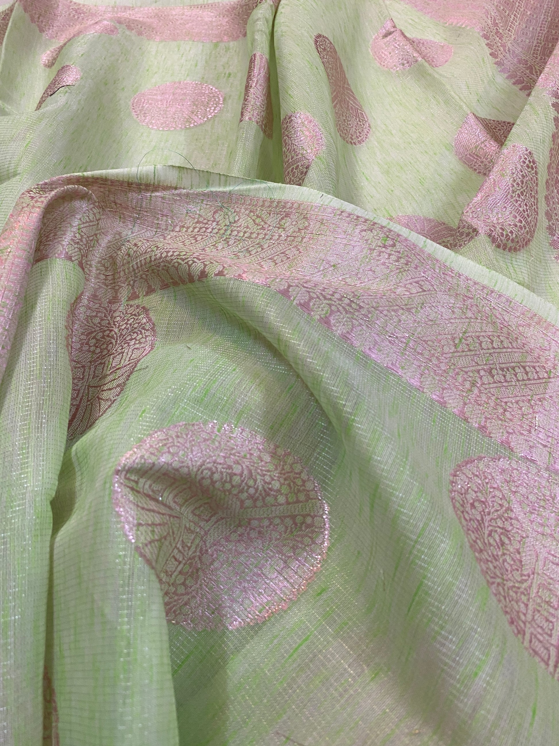 Elegant Handloom Banarasi Saree in Light Green by Shades Of Benares - banarasi - banarasi saree shop