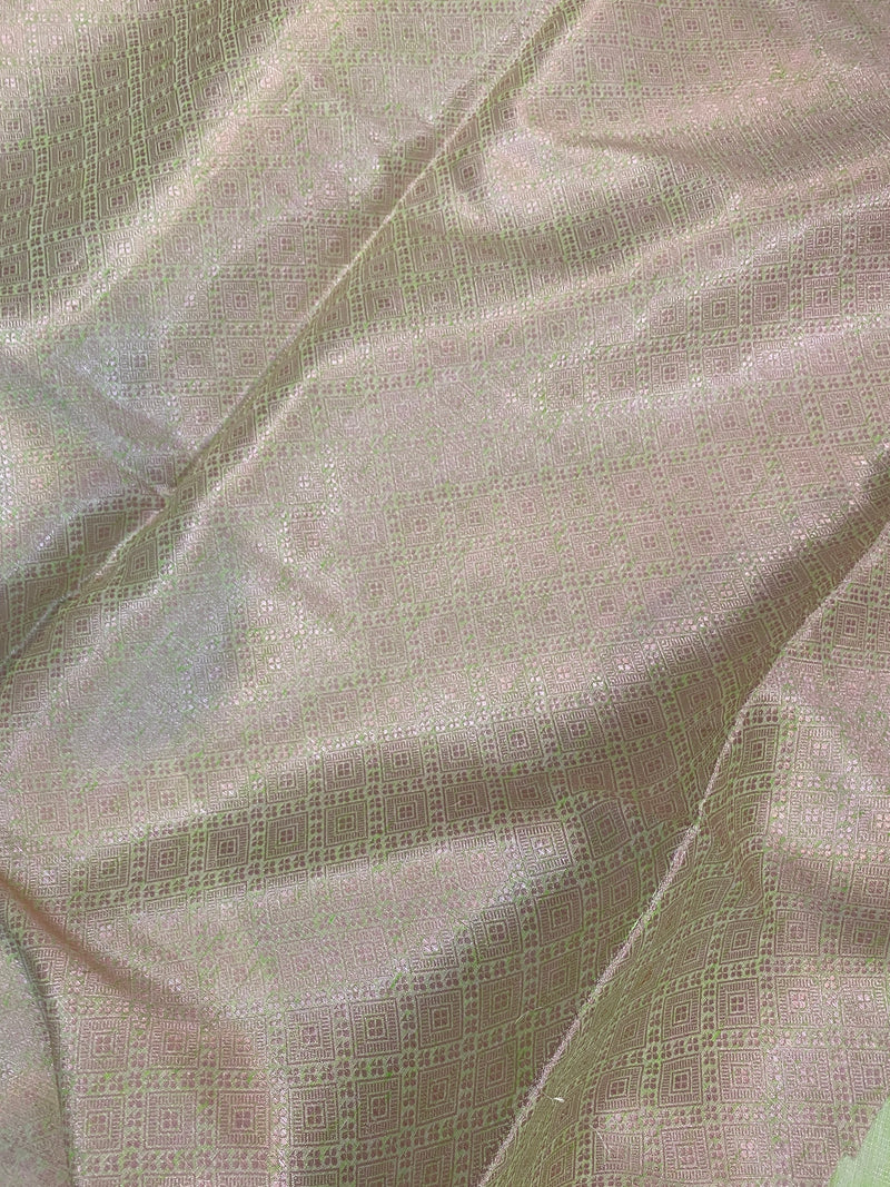 Elegant Handloom Banarasi Saree in Light Green by Shades Of Benares - banarasi - banarasi saree shop