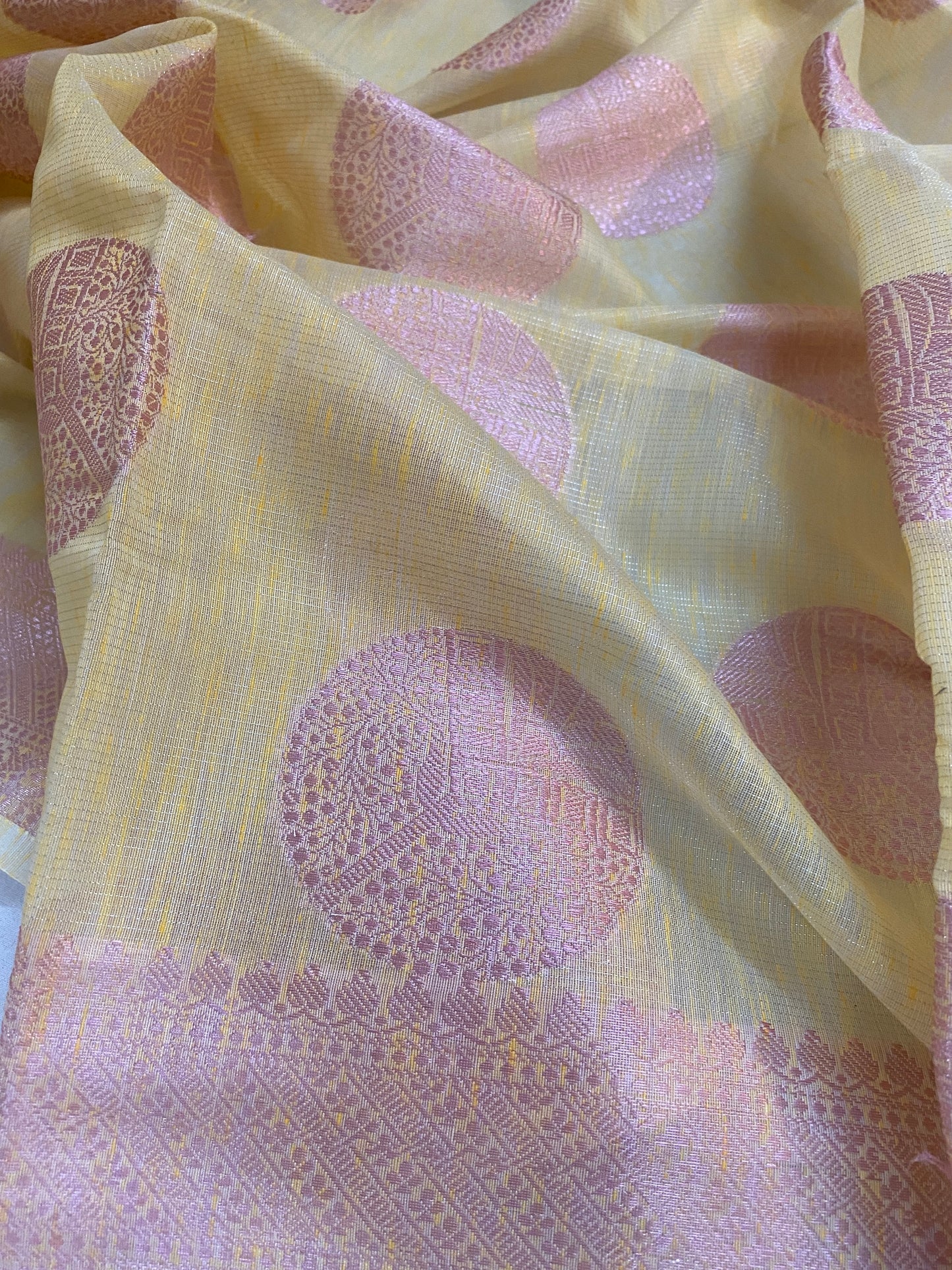 Radiant Handloom Banarasi Saree in Light Yellow by Shades Of Benares - banarasi - banarasi saree shop