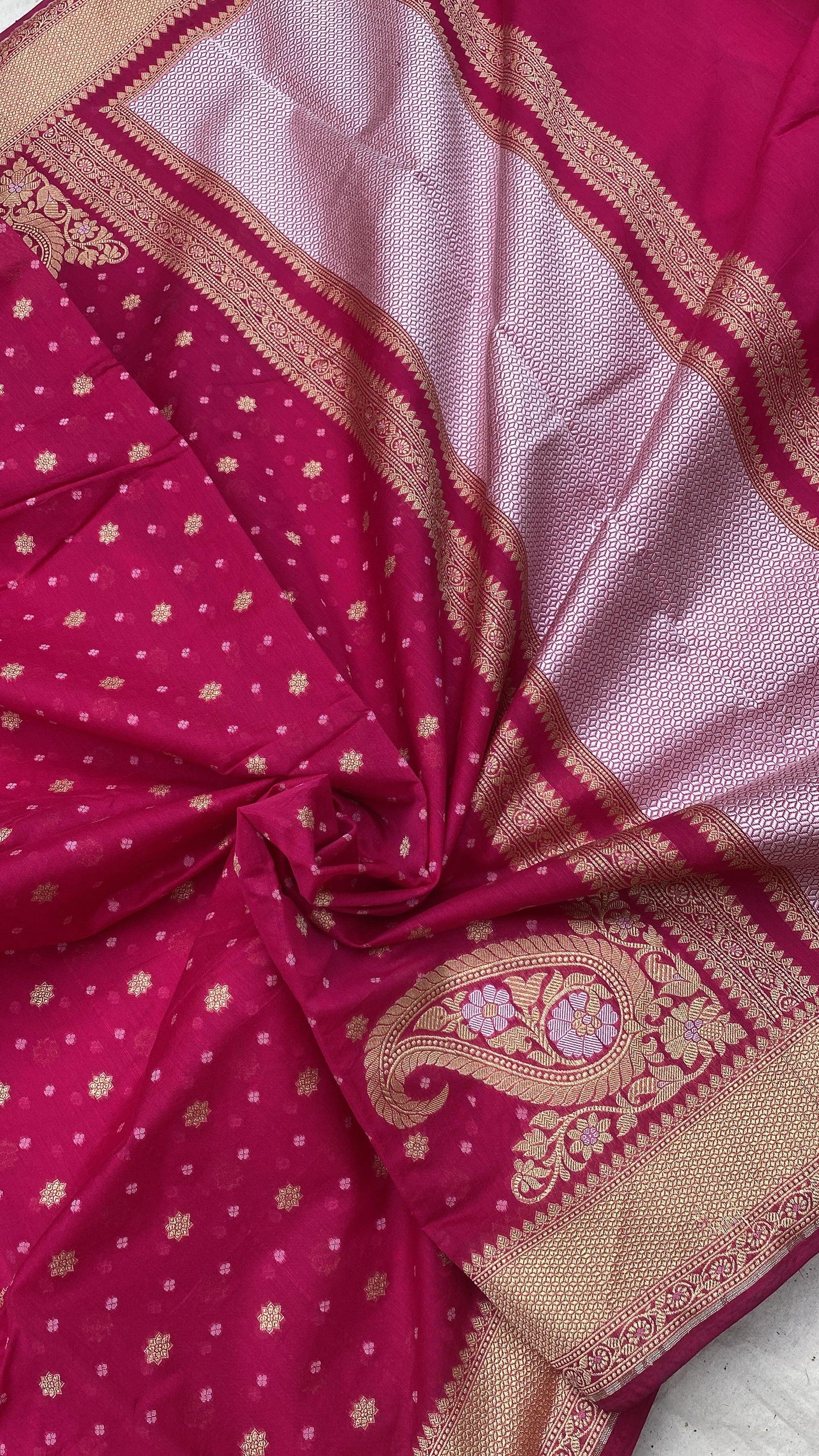 Handwoven Pink Pure Banarasi Cotton Sari by Shades Of Benares - banarasi - banarasi saree shop