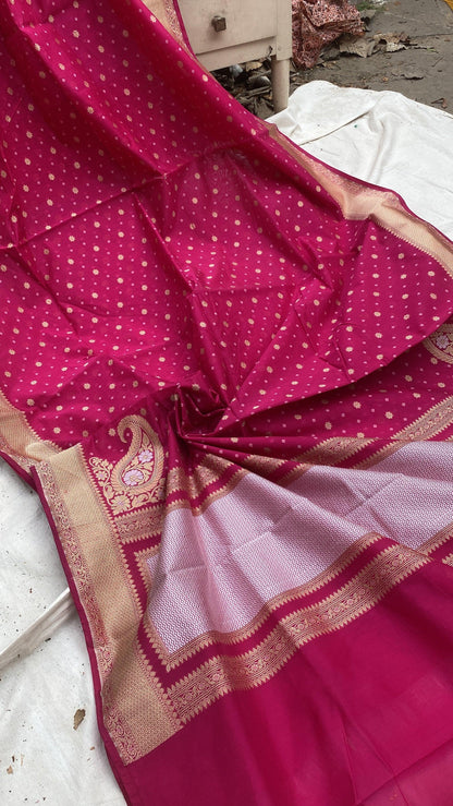 Handwoven Pink Pure Banarasi Cotton Sari by Shades Of Benares - banarasi - banarasi saree shop