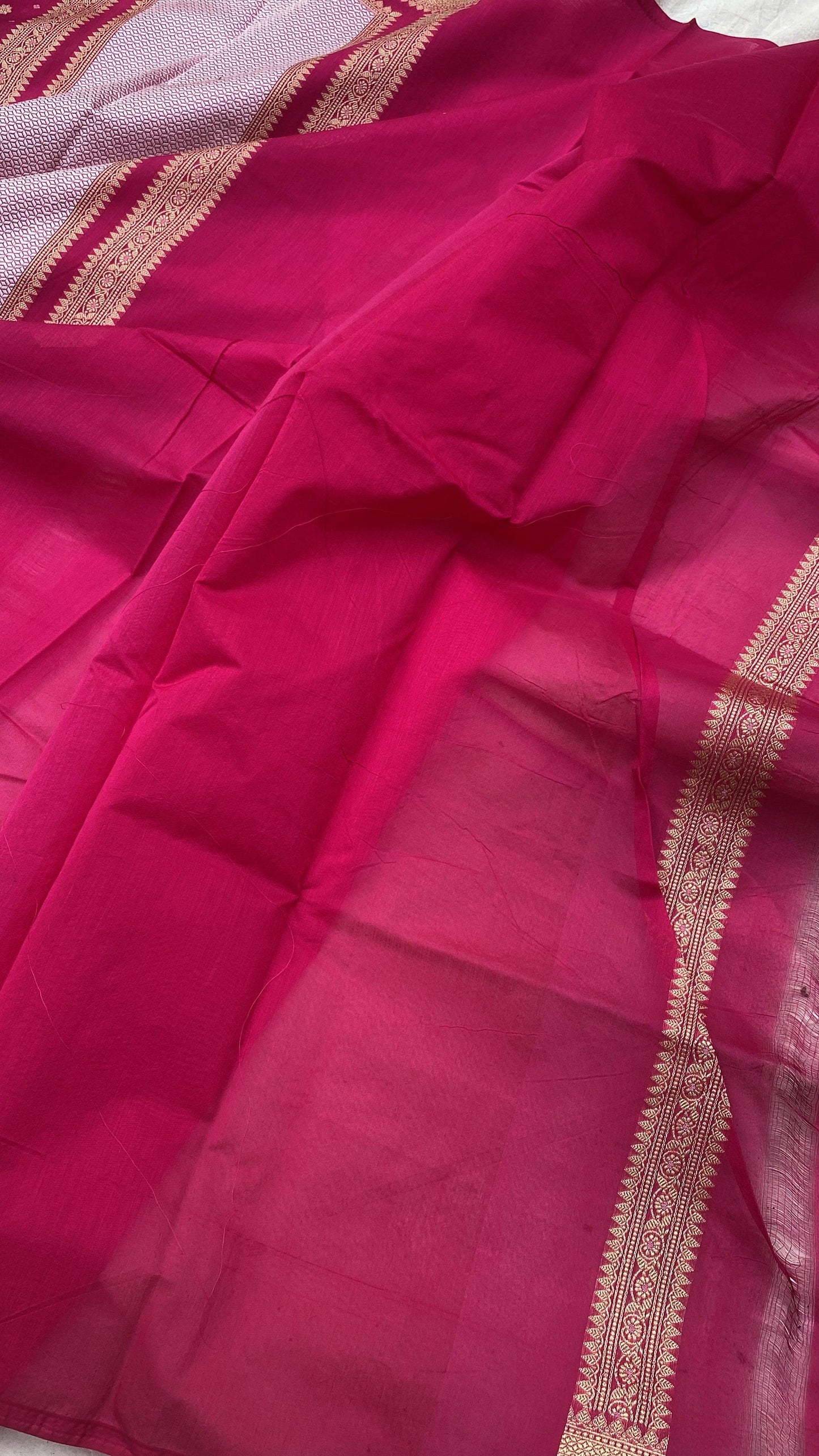 Handwoven Pink Pure Banarasi Cotton Sari by Shades Of Benares - banarasi - banarasi saree shop