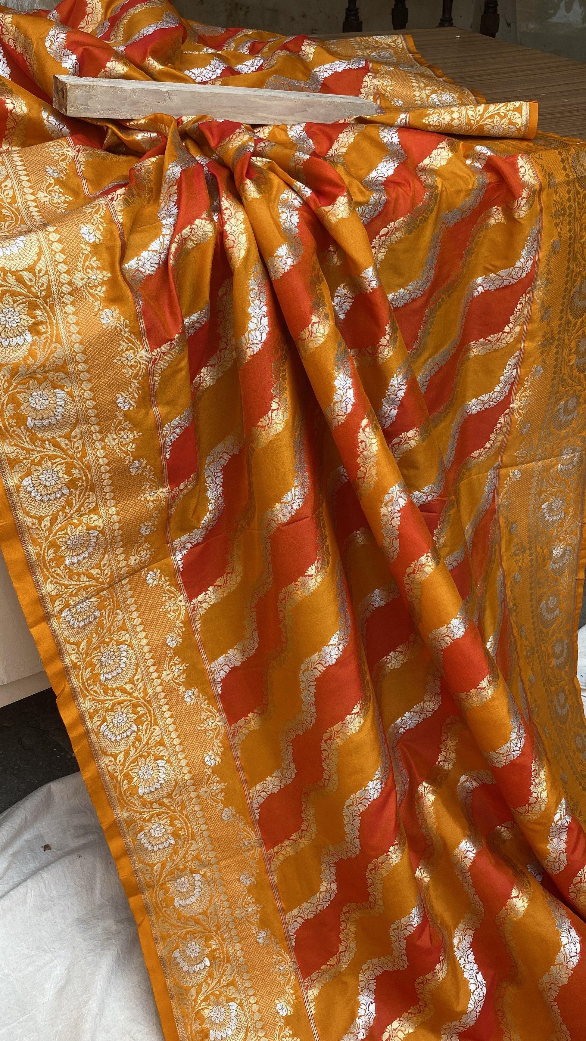 Handwoven Rangkaat Pure Banarasi Silk Sari by Shades Of Benares - banarasi - banarasi saree shop