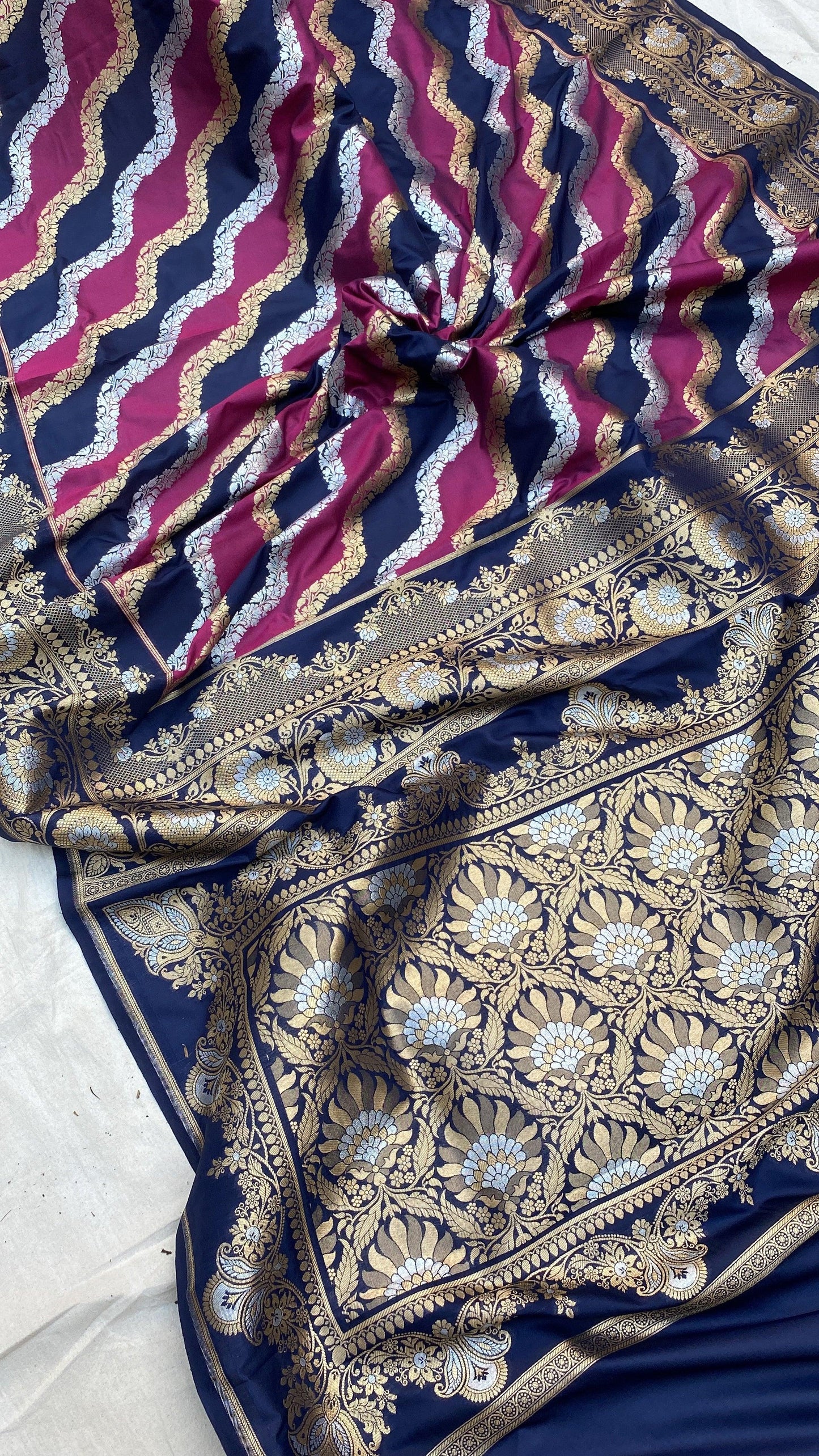 Handwoven Rangkaat Pure Banarasi Silk Sari by Shades Of Benares - banarasi - banarasi saree shop