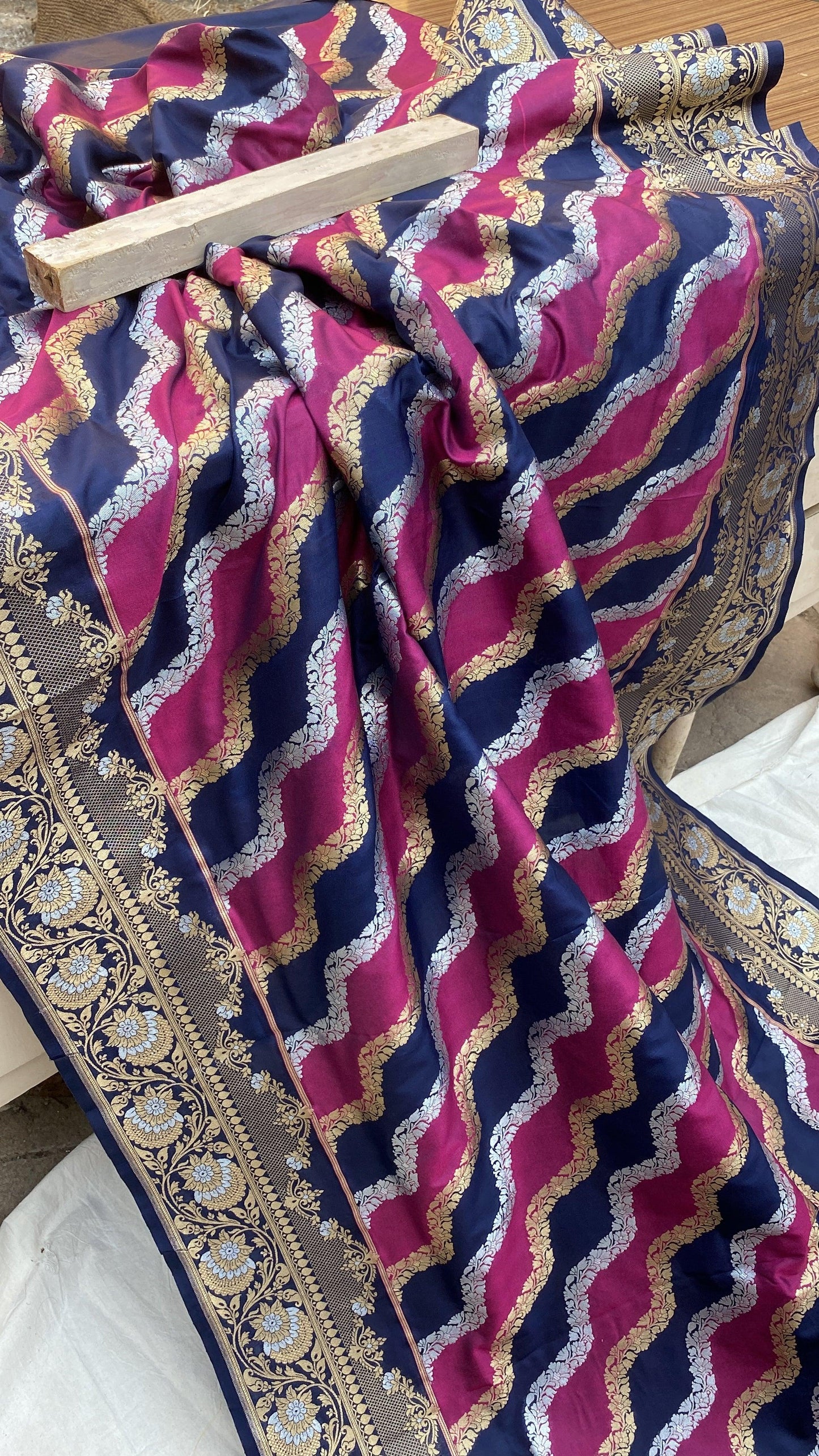 Handwoven Rangkaat Pure Banarasi Silk Sari by Shades Of Benares - banarasi - banarasi saree shop