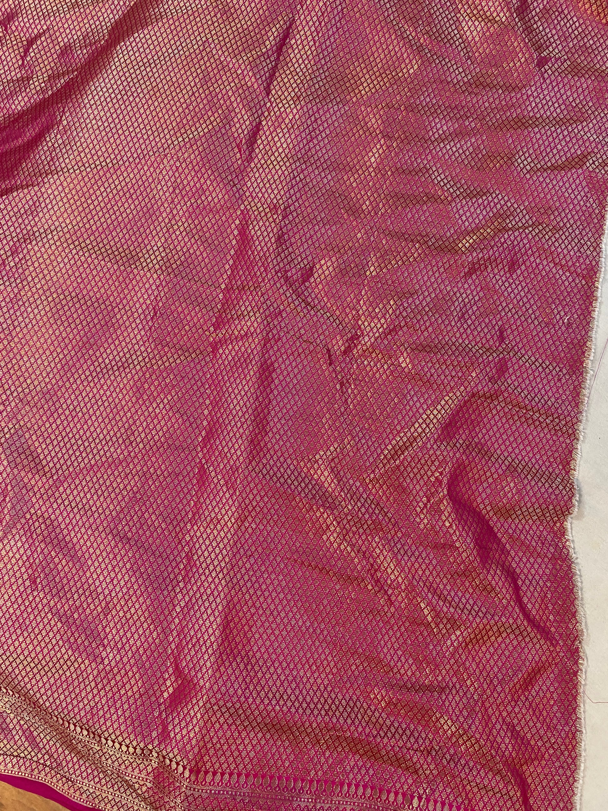 Vibrant Handloom Banarasi Saree in Rani Pink Pure Silk by Shades Of Benares - banarasi - banarasi saree shop