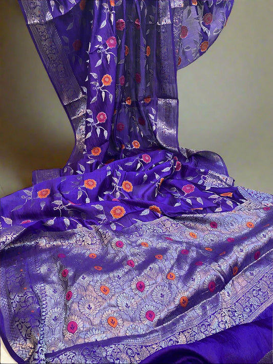 Regal Handloom Banarasi Saree in Purple Pure Silk by Shades Of Benares - banarasi - banarasi saree shop