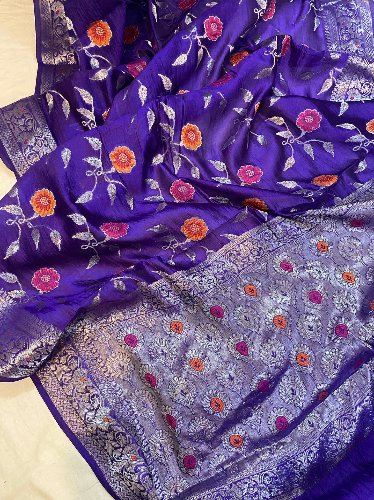 Regal Handloom Banarasi Saree in Purple Pure Silk by Shades Of Benares - banarasi - banarasi saree shop