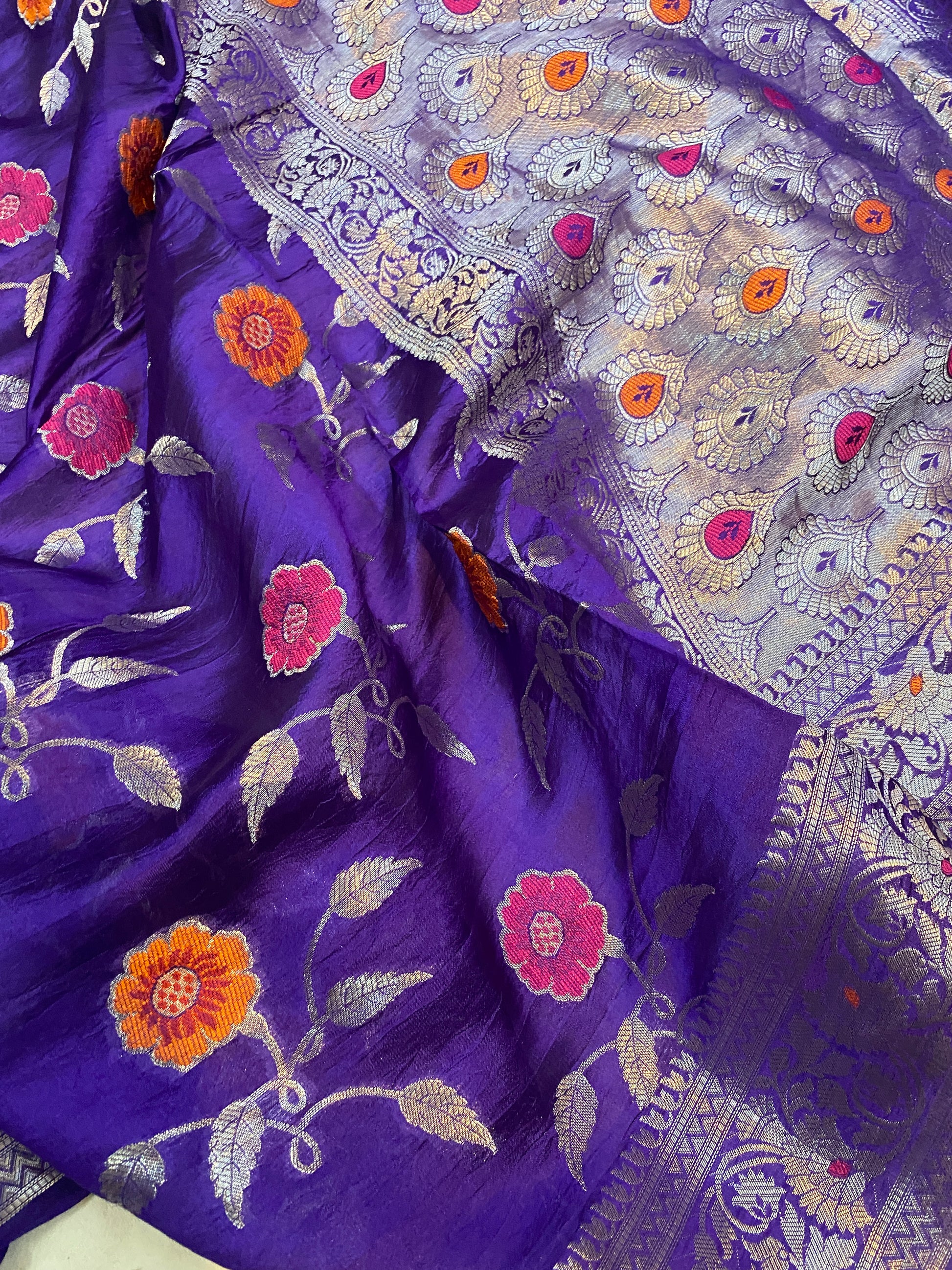 Regal Handloom Banarasi Saree in Purple Pure Silk by Shades Of Benares - banarasi - banarasi saree shop