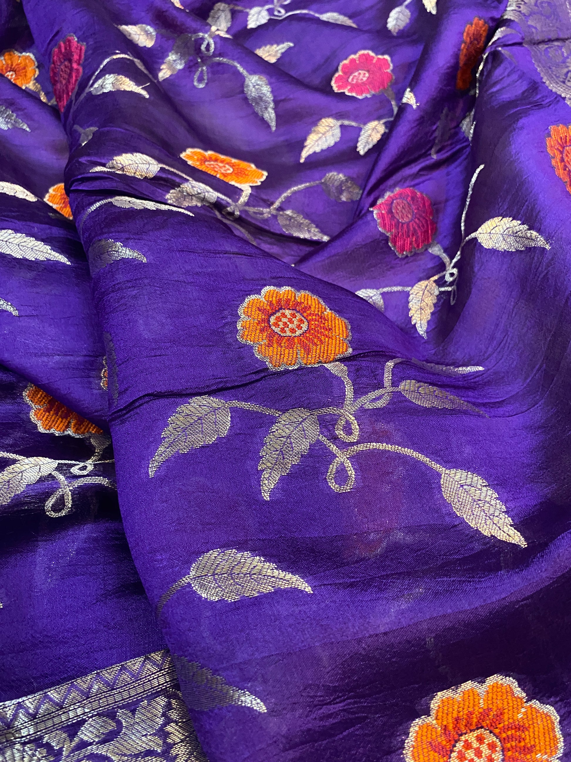 Regal Handloom Banarasi Saree in Purple Pure Silk by Shades Of Benares - banarasi - banarasi saree shop