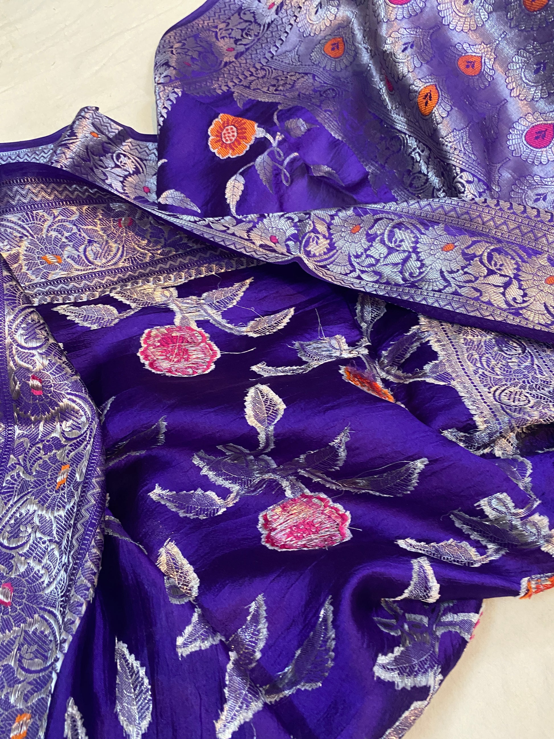 Regal Handloom Banarasi Saree in Purple Pure Silk by Shades Of Benares - banarasi - banarasi saree shop