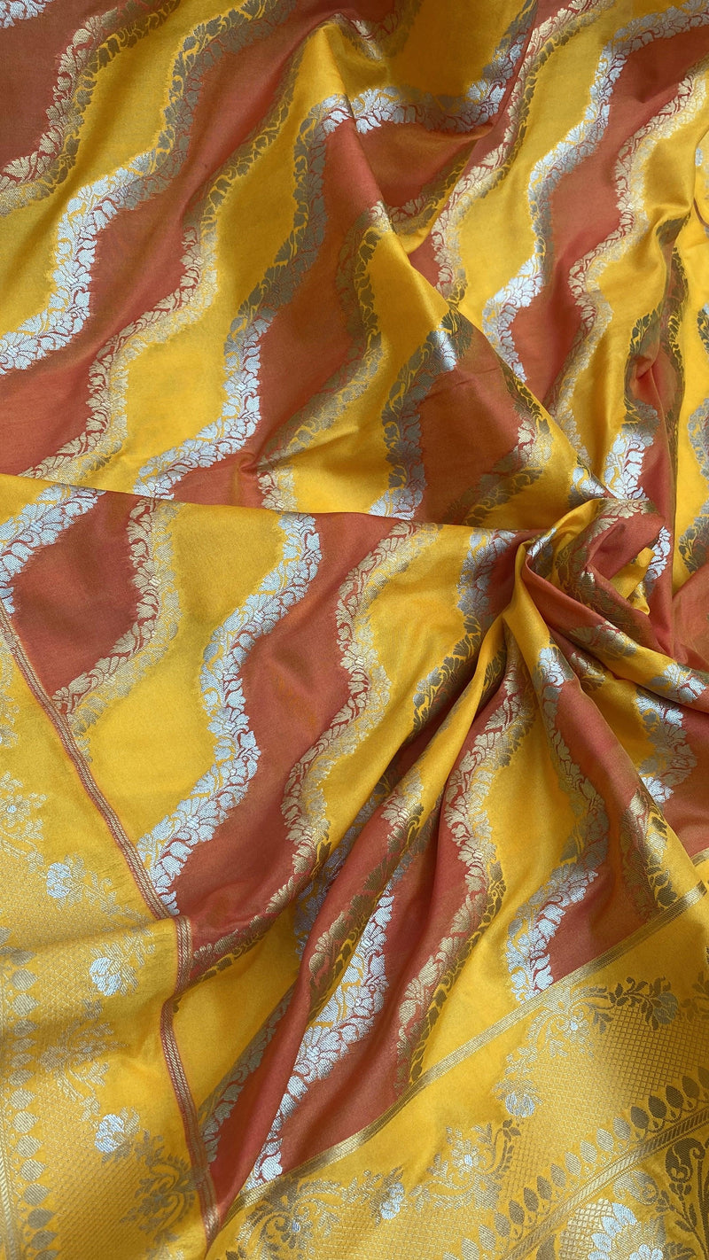 Handwoven Rangkaat Pure Banarasi Silk Sari by Shades Of Benares - banarasi - banarasi saree shop