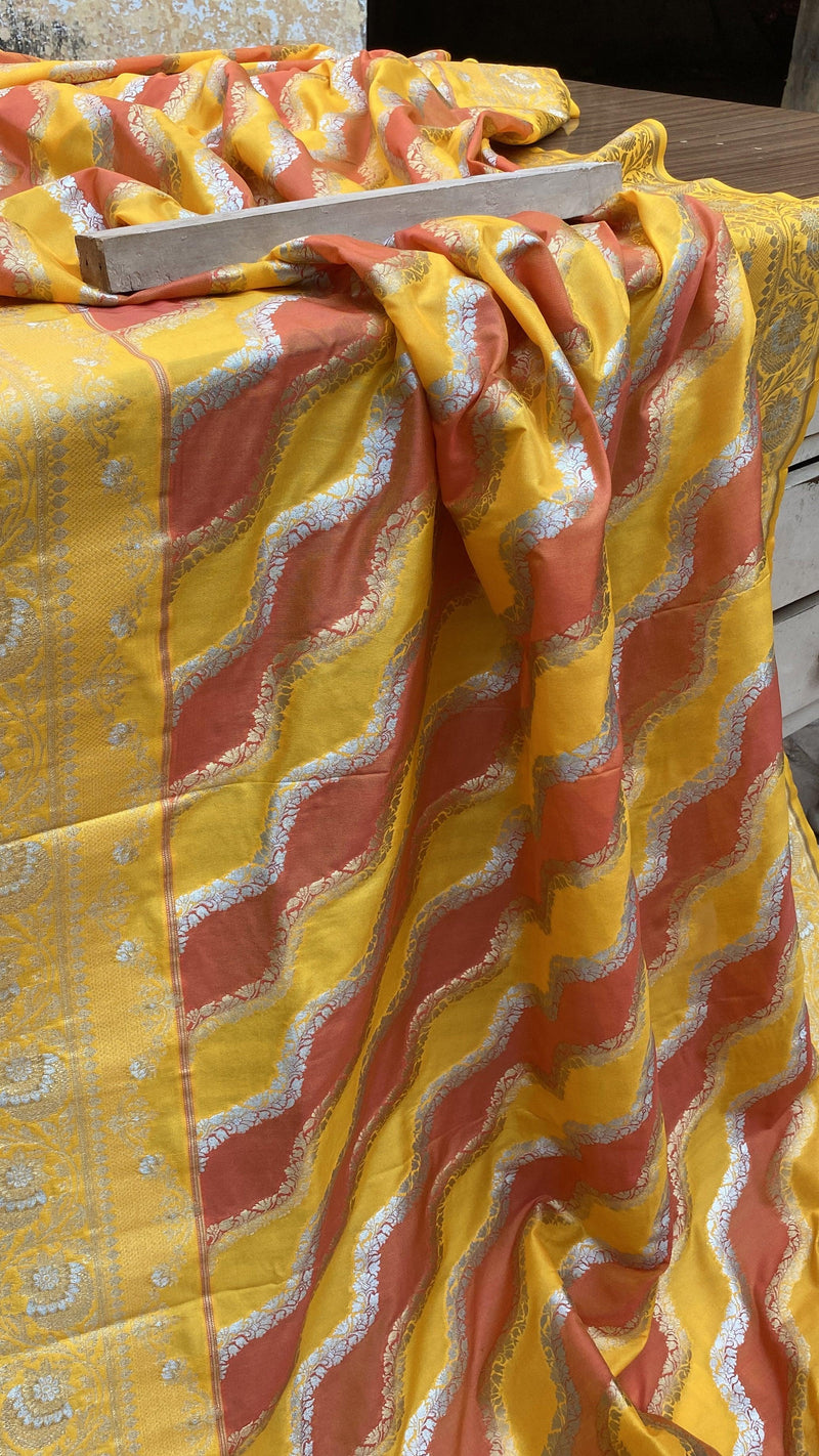 Handwoven Rangkaat Pure Banarasi Silk Sari by Shades Of Benares - banarasi - banarasi saree shop