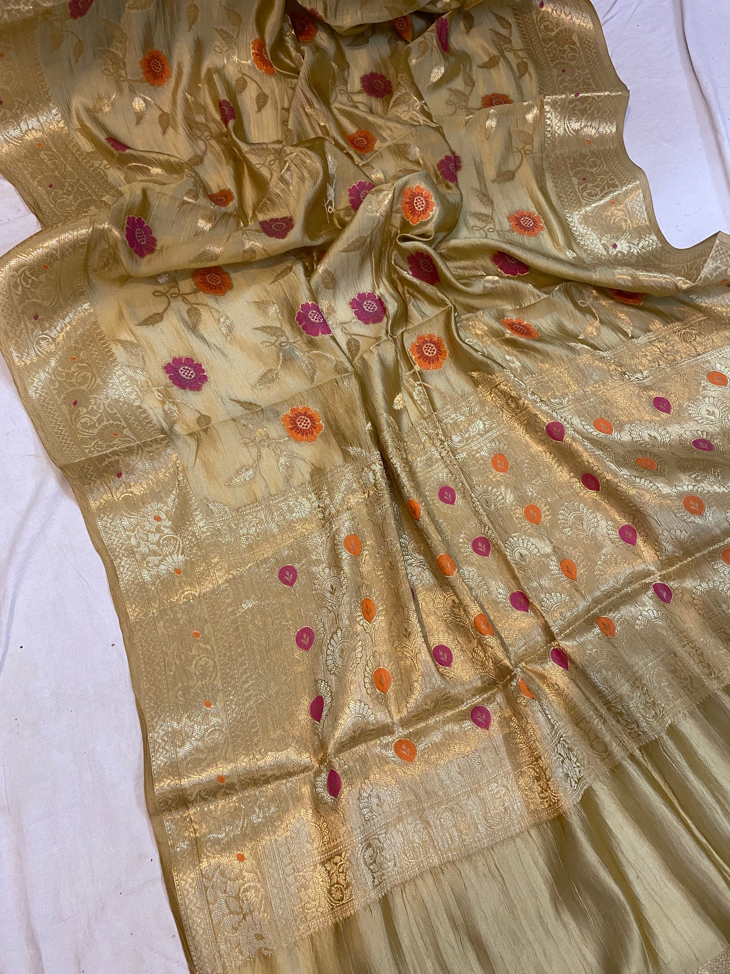 Timeless Beauty: The Creme Banarasi Saree by Shades Of Benares - banarasi - banarasi saree shop