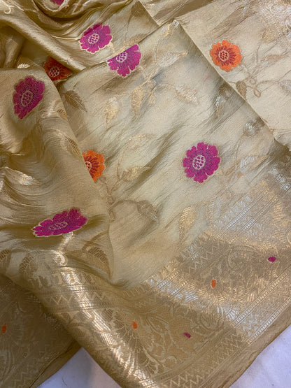 Timeless Beauty: The Creme Banarasi Saree by Shades Of Benares - banarasi - banarasi saree shop