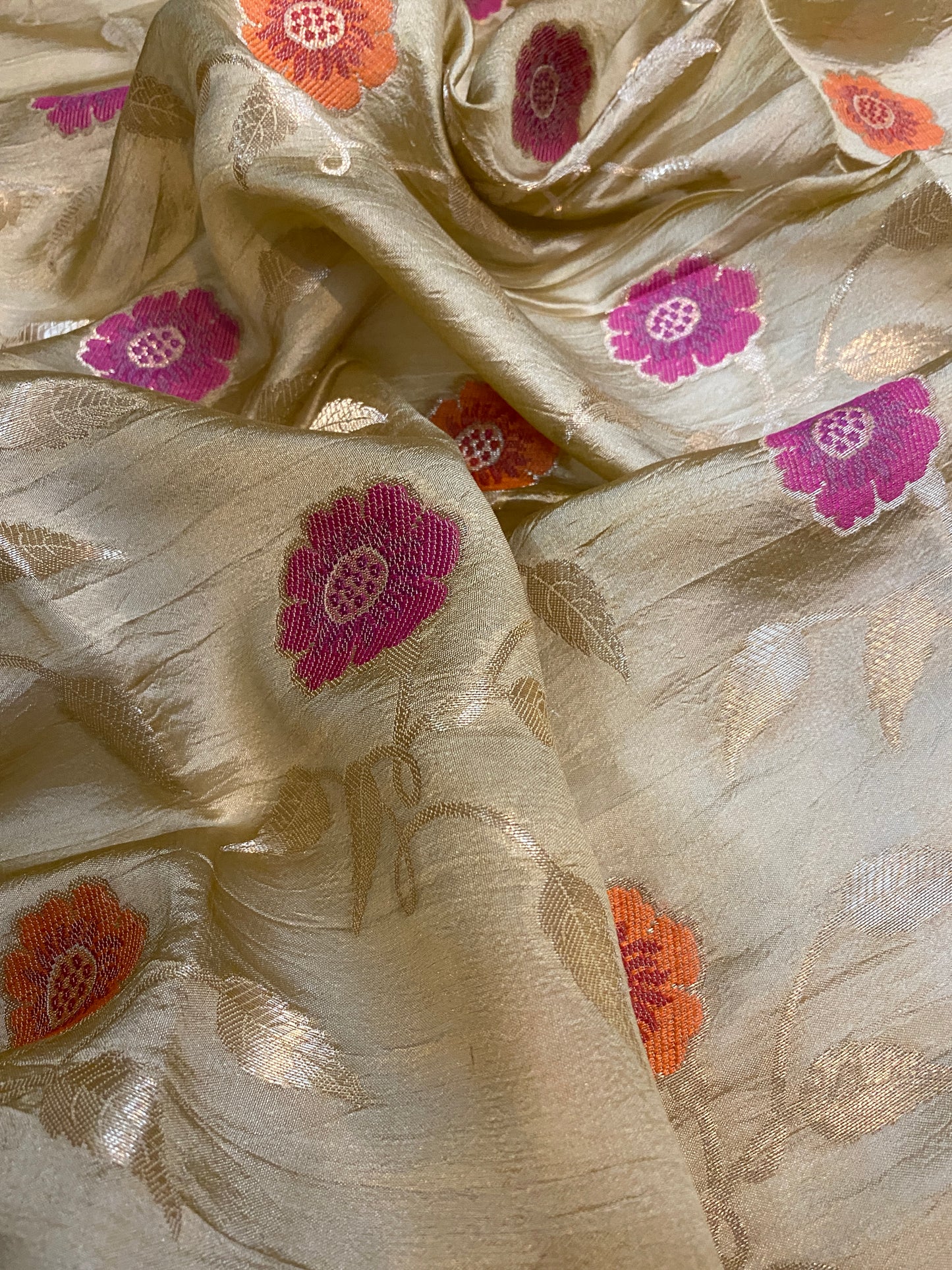 Timeless Beauty: The Creme Banarasi Saree by Shades Of Benares - banarasi - banarasi saree shop