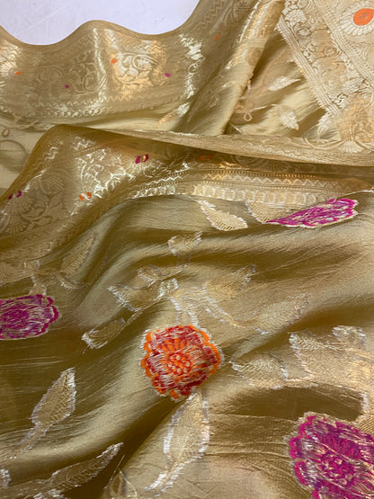 Timeless Beauty: The Creme Banarasi Saree by Shades Of Benares - banarasi - banarasi saree shop