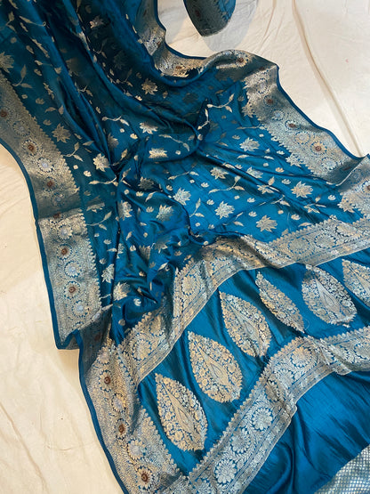 Captivating Elegance: The Blue Banarasi Saree by Shades Of Benares - banarasi - banarasi saree shop