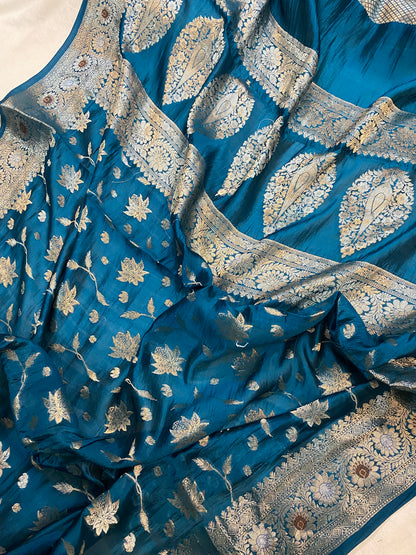 Captivating Elegance: The Blue Banarasi Saree by Shades Of Benares - banarasi - banarasi saree shop