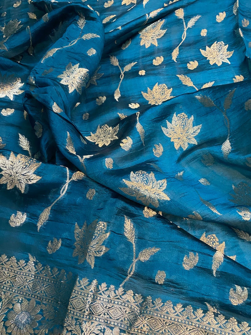 Captivating Elegance: The Blue Banarasi Saree by Shades Of Benares - banarasi - banarasi saree shop