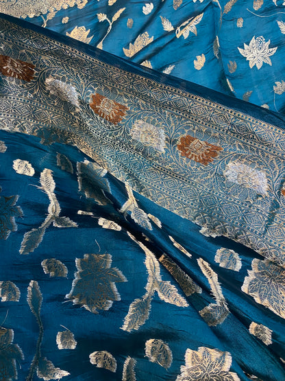 Captivating Elegance: The Blue Banarasi Saree by Shades Of Benares - banarasi - banarasi saree shop