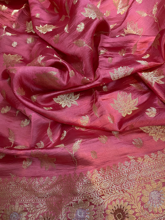 Enchanting Charm: The Matt Pink Banarasi Saree by Shades Of Benares - banarasi - banarasi saree shop