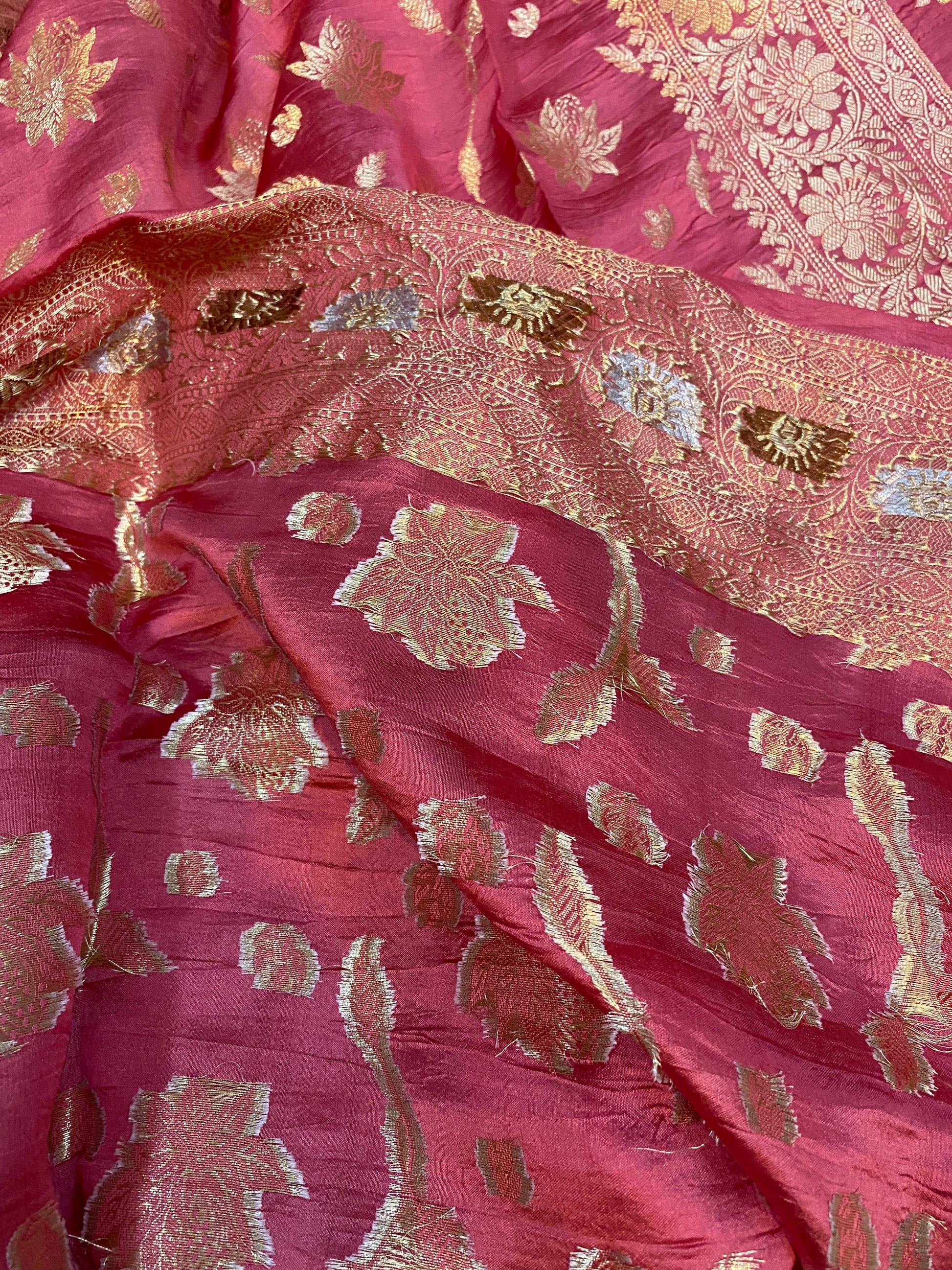 Enchanting Charm: The Matt Pink Banarasi Saree by Shades Of Benares - banarasi - banarasi saree shop