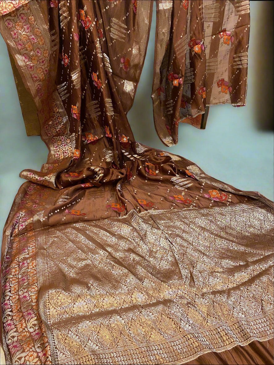 Rich Elegance: The Brown Banarasi Saree by Shades Of Benares - banarasi - banarasi saree shop