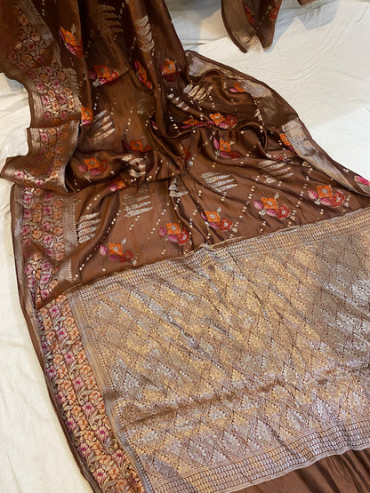 Rich Elegance: The Brown Banarasi Saree by Shades Of Benares - banarasi - banarasi saree shop